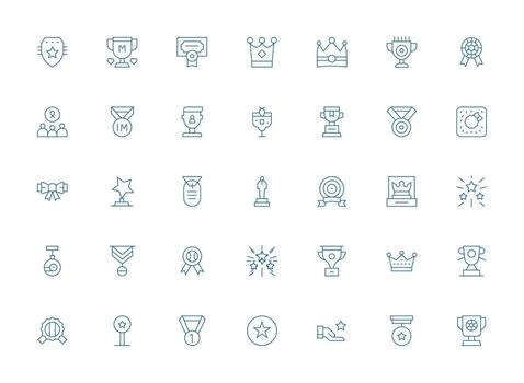 35 Icons for Honor in Light Line Format Minimal Icon Set for Interface Projects vector