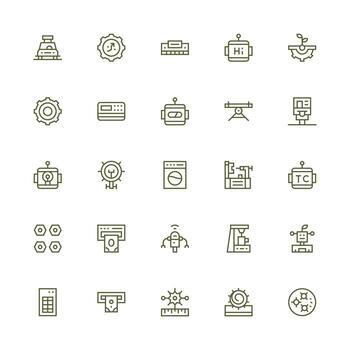 25 Medium Stroke Outline Style Icons from Machine Collection Icons Built for Visual Consistency Pack vector