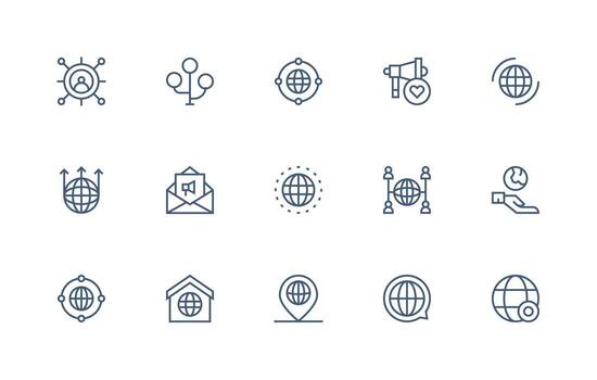 superar a icono conjunto con 15 regular línea gráficos funcional icono serie vector