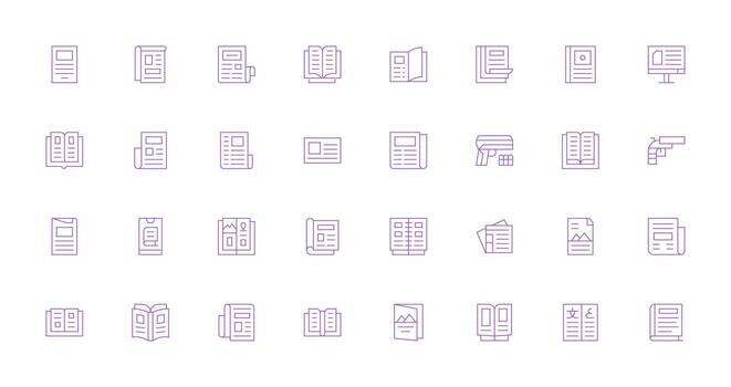 Magazine Icon Collection with 32 Thin Line Designs UI and UX Focused Icon Collection vector