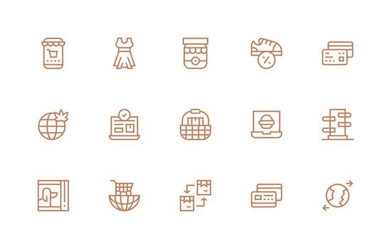 15 Regular Line Vectors for ECommerce Theme Icon Set for Web