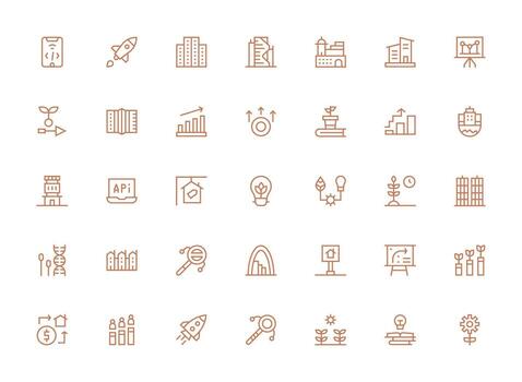 35 regular limpiar línea estilo íconos desde desarrollo colección simplificado icono paquete para visual herramientas vector