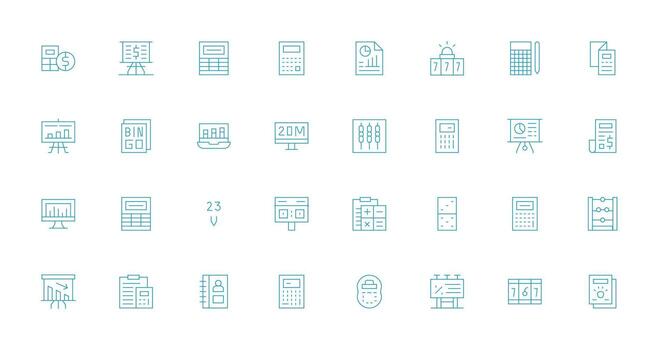 Numbers Visual Pack containing 32 Thin Line Icons Icon Set for Apps vector