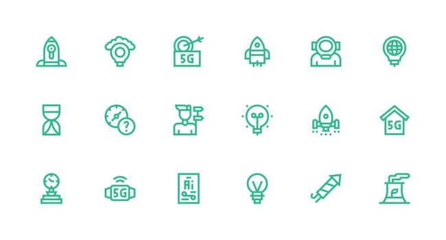 18 Icons for Future in Strong Stroke Line Format Simple Icons for Interface and Wireframes vector
