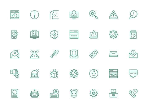 Regular Clean Line Icons from Error Set with 35 Vectors Responsive Icon Set for Flexible Layouts