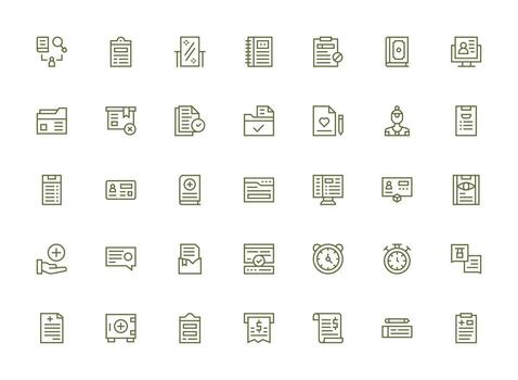 35 regular limpiar línea diseños para grabar íconos completamente editable icono conjunto para web vector