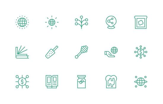 Spread Set with 15 Regular Line Icons Neatly Designed Icons for Web Platforms vector
