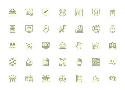 35 Regular Clean Line Icons for Software Graphics Compact Icon Set vector