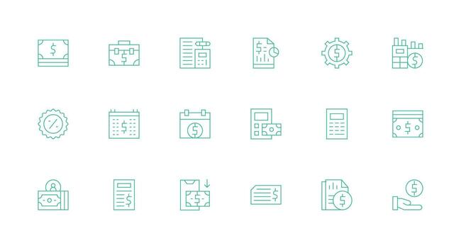 Expense Icon Collection with 18 Minimal Line Designs Minimal Icon Set for Interface Projects vector