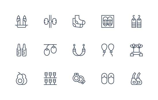 Pair featuring 15 Icons in Regular Line Design Digital Product Icons for Fast Delivery vector