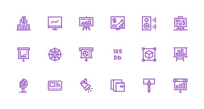 18 Strong Stroke Line Designs for Projection Icons Flexible Icon System for Web Interfaces vector