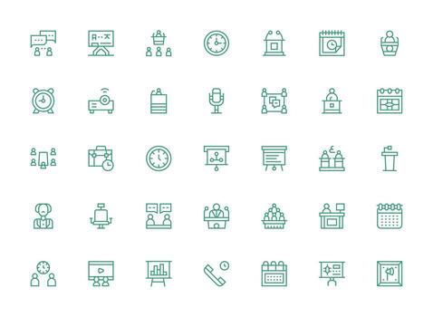 35 Regular Clean Line Icons for Meeting Graphics Interface Icon Collection for Daily Projects vector