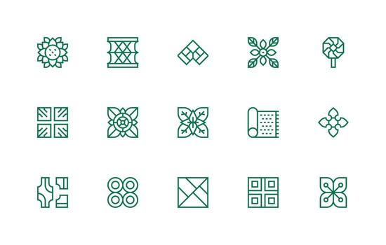 15 Regular Line Icons for Tile Graphics High-Resolution Icons for Any Platform vector
