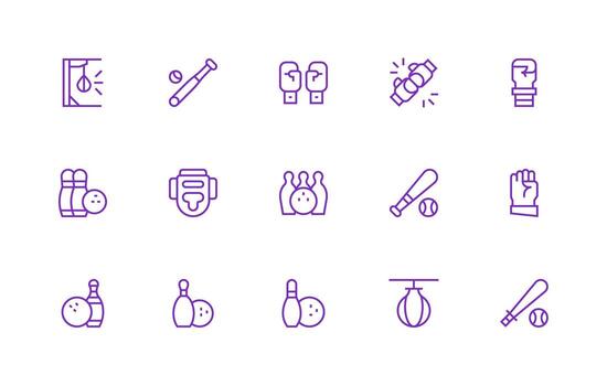 15 Strike Icons in Regular Line Aesthetic Core Icon Collection for Daily Tasks vector