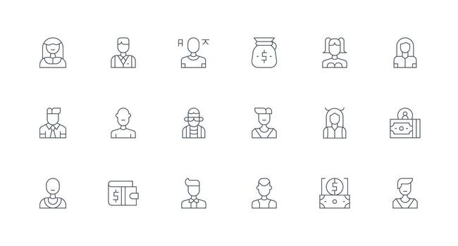 Accountant including 18 Minimal Line Illustrations Core Icon Collection for Daily Tasks vector