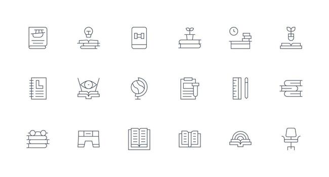 Study Icon Set with 18 Minimal Line Graphics General Use Icon Pack vector