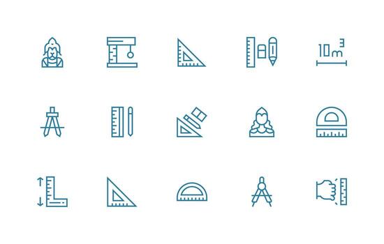 Ruler Set with 15 Regular Line Icons Reliable Icons for All Interfaces vector