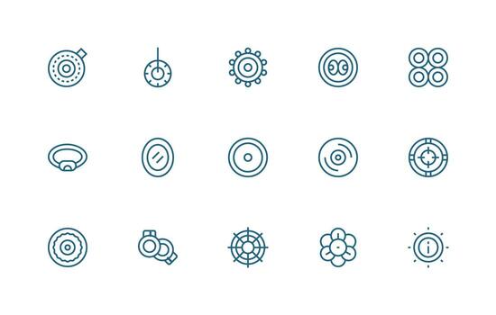 15 Regular Line Icons for Concentric Graphics Neat Icon Set vector
