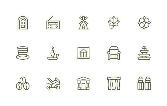15 Regular Line Icons for Classic Graphics Customizable Icon Series for Mobile Screens vector