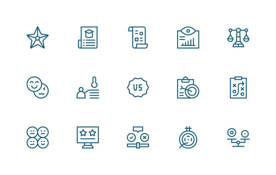 15 Regular Line Designs for Evaluation Icons Scalable Icons for Cross-Platform Interfaces vector