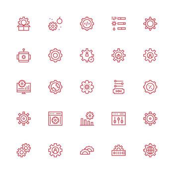 medio carrera contorno estilo configuración íconos con 25 vectores esencial icono colección