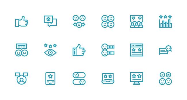 satisfacción icono conjunto con 18 fuerte carrera línea gráficos multi-estilo icono colección vector