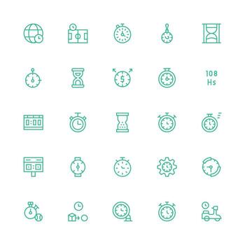 sincronización visual paquete conteniendo 25 medio carrera contorno íconos interfaz icono colección para diario proyectos vector