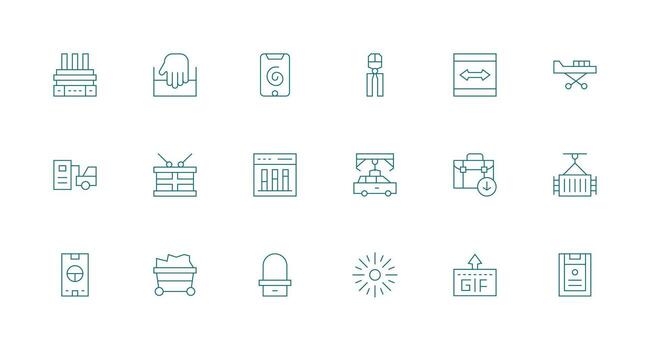Loading Icon Set with 18 Minimal Line Graphics Line Icon Collection vector