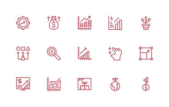 incrementar icono conjunto con 15 regular línea gráficos icono conjunto para web vector