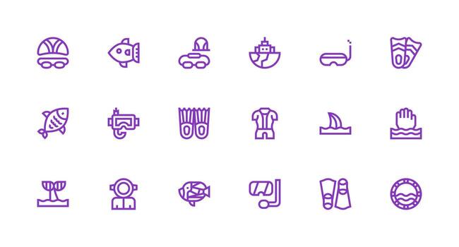Underwater Visual Pack containing 18 Strong Stroke Line Icons Interface Icon Collection for Daily Projects vector