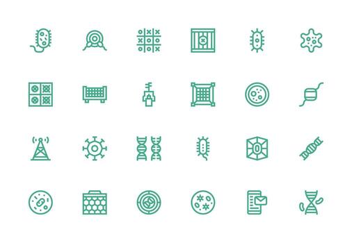 Thick Line Line Icons from Cell Set with 24 Vectors Icon Pack for UI