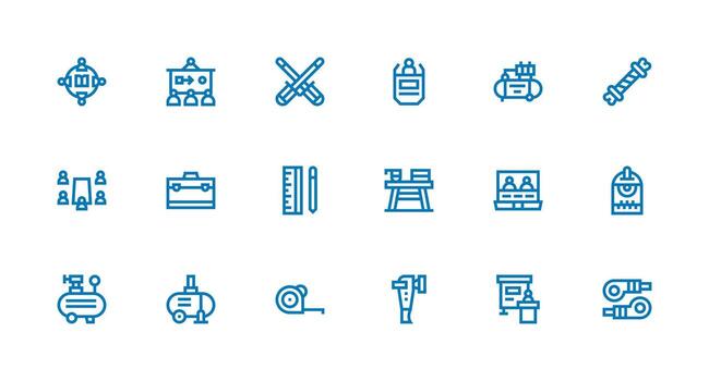 taller diseño íconos presentando 18 en fuerte carrera línea estilo mínimo icono conjunto para interfaz proyectos vector