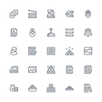 Medium Stroke Outline Style Stack Icons with 25 Vectors Detailed Icon Collection for Design Systems