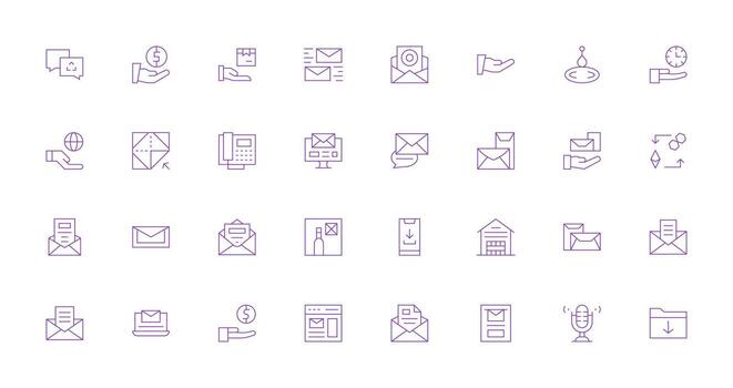 32 Thin Line Style Icons from Receive Collection Clean Icon Set Icon Pack for UI Projects vector