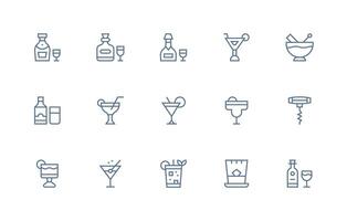 15 regular línea estilo íconos desde barware colección esencial icono colección vector