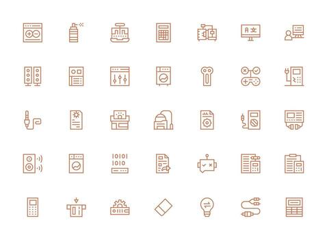 35 Regular Clean Line Style Icons from Output Collection Core Icon Collection for Daily Tasks vector