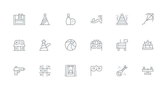 18 Icons for Fun in Minimal Line Format Responsive Icon Set for Flexible Layouts vector