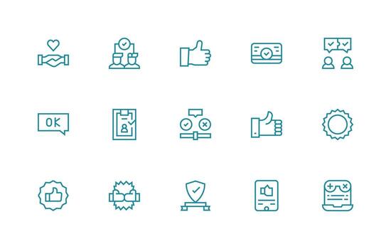 15 Regular Line Icons for Acceptance Graphics UI Icon Set vector