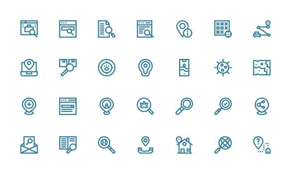28 negrita línea íconos para encontrar gráficos icono paquete para ui vector