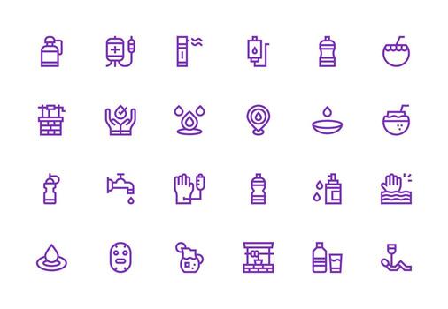 Thick Line Line Icons from Hydration Set with 24 Vectors Well-Structured Icons for Creative Use