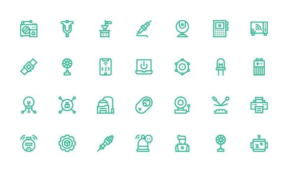 28 Bold Line Designs for Device Icons Sharp Icons for Presentations vector