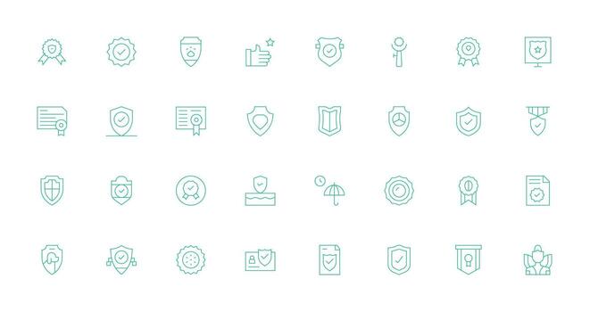 32 íconos para de confianza en Delgado línea formato de múltiples fines icono conjunto vector
