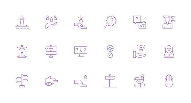 Guidance Icon Collection with 18 Minimal Line Designs Style Icon Set vector