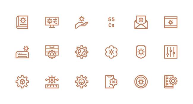 fuerte carrera línea estilo parámetros íconos con 18 vectores escalable icono paquete