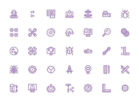 Technical including 35 Regular Clean Line Illustrations Core Icon Collection for Daily Tasks vector