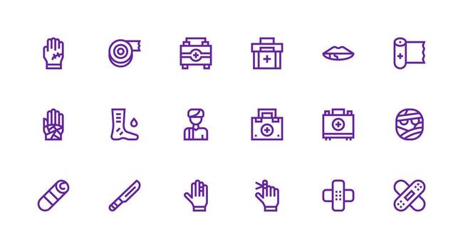 Wound Icon Collection with 18 Strong Stroke Line Designs Flexible Icon System for Web Interfaces vector