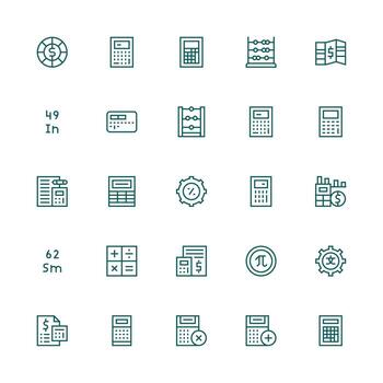 cálculo visual paquete conteniendo 25 medio carrera contorno íconos pulcramente diseñado íconos para web plataformas vector