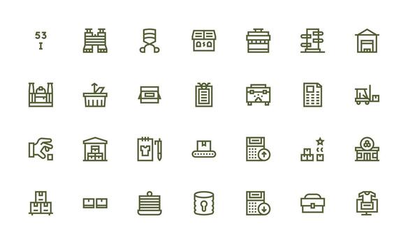 Inventory featuring 28 Icons in Bold Line Design Well-Structured Icons for Creative Use vector