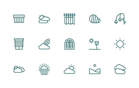 Daylight Icon Collection with 15 Regular Line Designs Multi-Style Icon Collection vector
