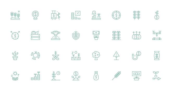 Thin Line Style Yield Icons with 32 Vectors Customizable Icon Series for Mobile Screens